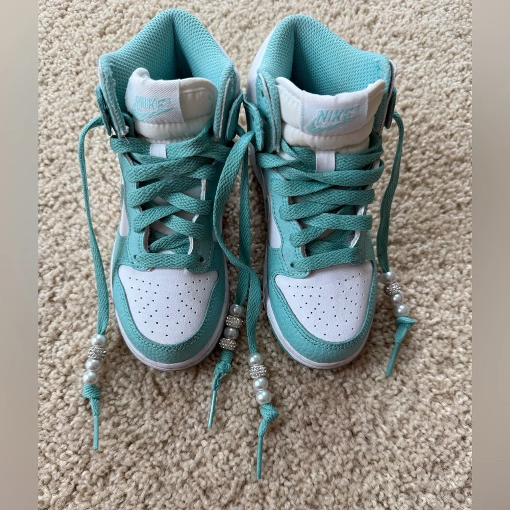 Nike Kids High-Top Sneakers Teal and White